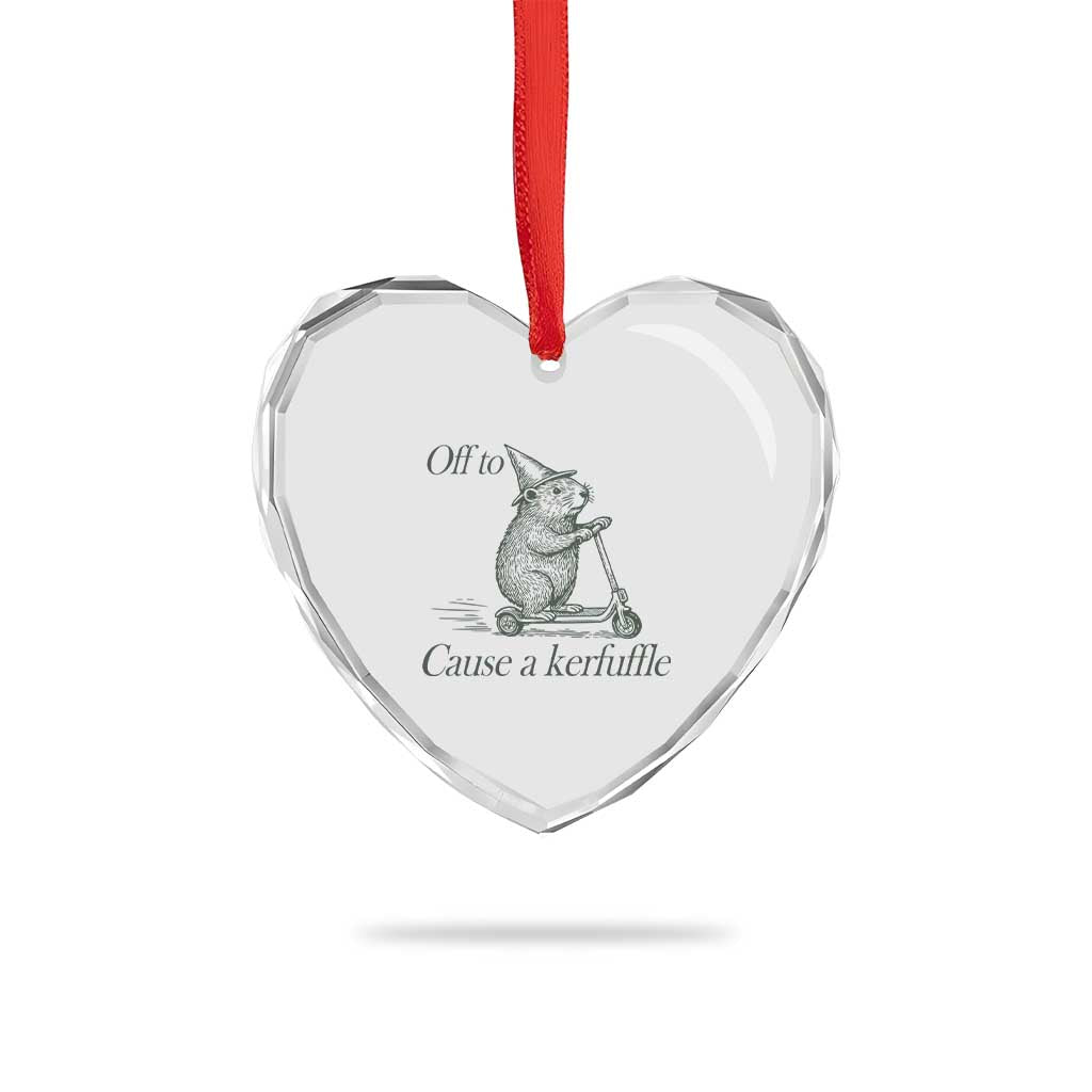 Off To Cause A Kerfuffle Heart Crystal Glass Ornament Funny Groundhog Scooter Chaos TS11 Print Your Wear
