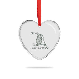 Off To Cause A Kerfuffle Heart Crystal Glass Ornament Funny Groundhog Scooter Chaos TS11 Print Your Wear