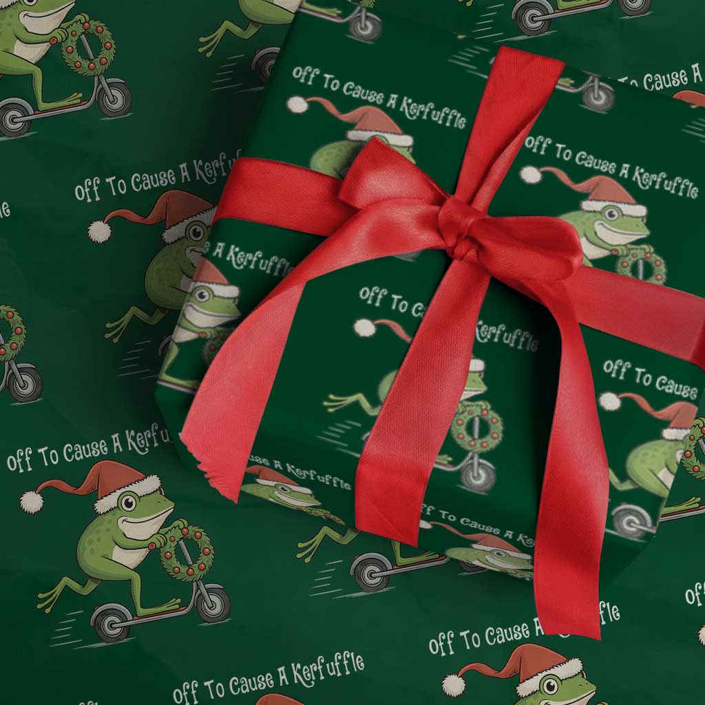 Off To Cause A Kerfuffle Wrapping Paper Roll Funny Frog Christmas TS14 Green Print Your Wear