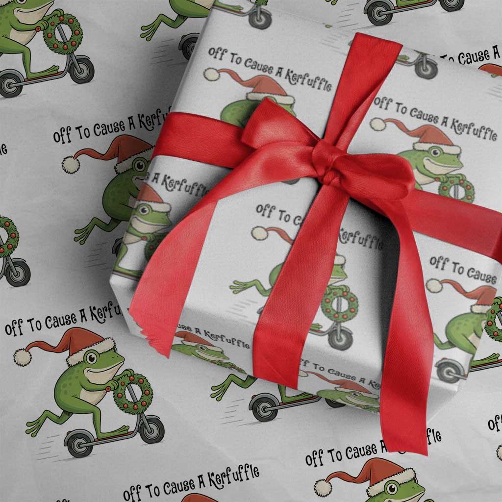 Off To Cause A Kerfuffle Wrapping Paper Roll Funny Frog Christmas Meme Weirdcore TS14 White Print Your Wear