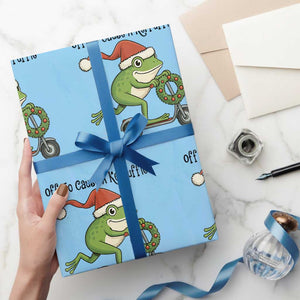 Off To Cause A Kerfuffle Wrapping Paper Roll Funny Frog Christmas Meme Weirdcore TS14 Light Blue Print Your Wear