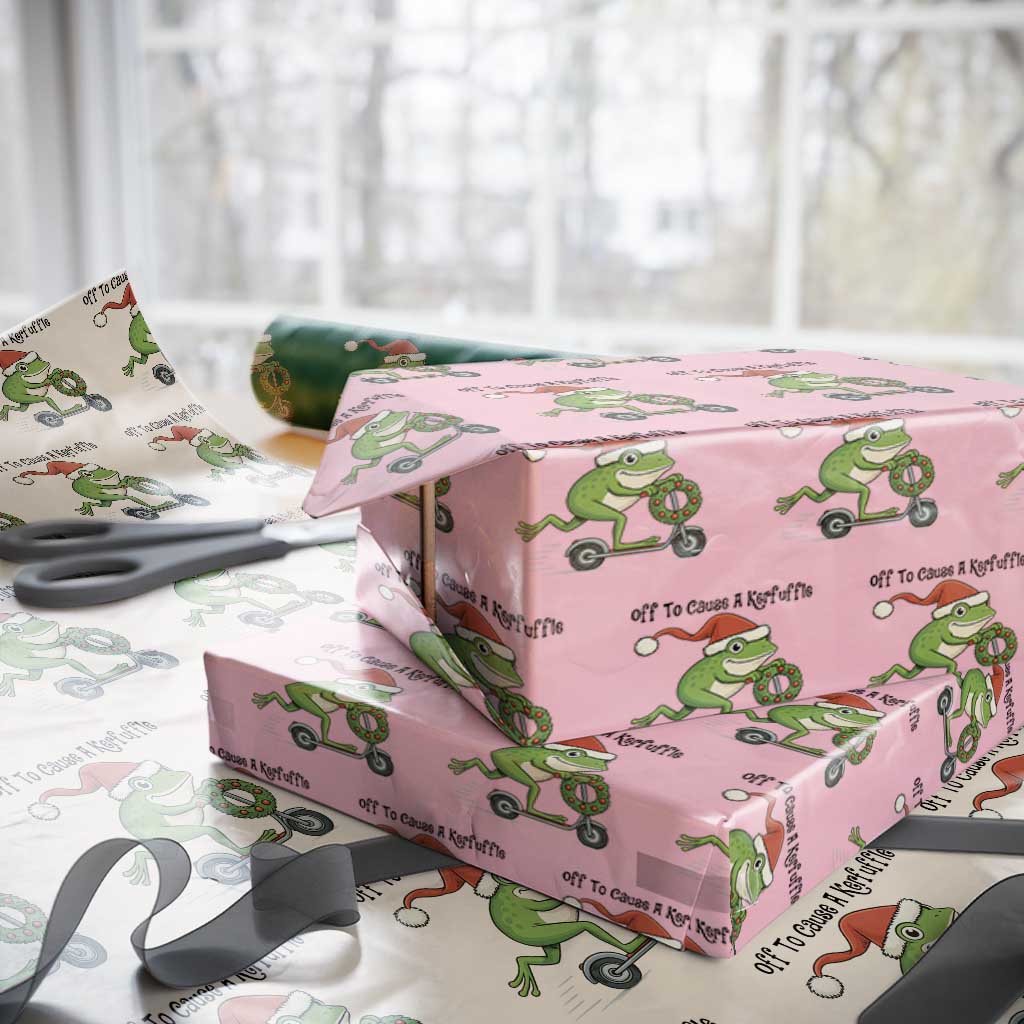 Off To Cause A Kerfuffle Wrapping Paper Roll Funny Frog Christmas Meme Weirdcore TS14 Light Pink Print Your Wear