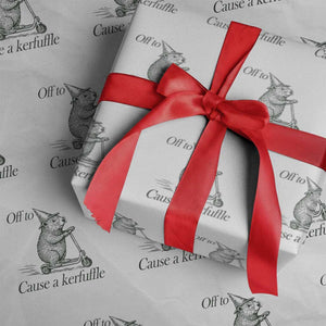 Off To Cause A Kerfuffle Wrapping Paper Roll Funny Groundhog Scooter Chaos TS11 White Print Your Wear