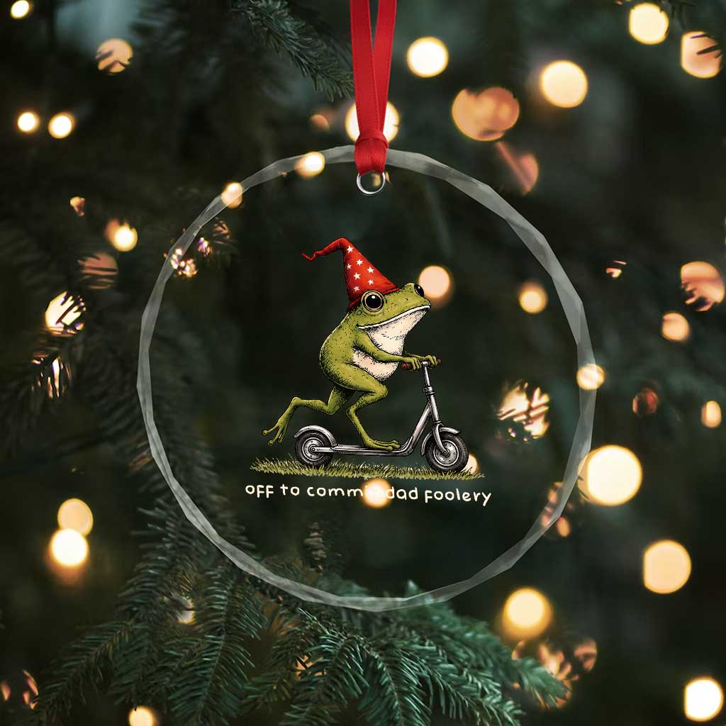 Off To Commit Dad Foolery Crystal Glass Ornament Funny Daddy Frog Scooter Fathers Day TS11 Print Your Wear