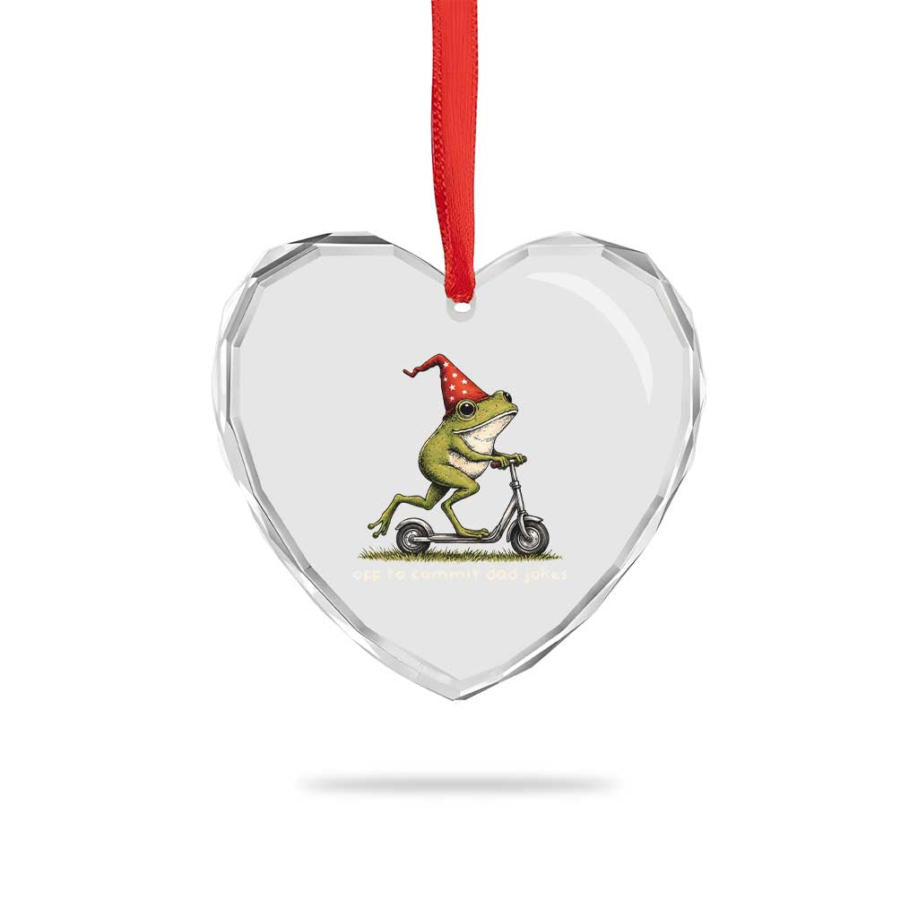 Off To Commit Dad Jokes Heart Crystal Glass Ornament Funny Daddy Frog Scooter Fathers Day TS11 Print Your Wear