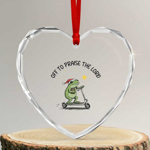 Off To Praise The Lord Heart Crystal Glass Ornament Funny Frog Christian TS14 Transparent Glass 3'' Heart Print Your Wear