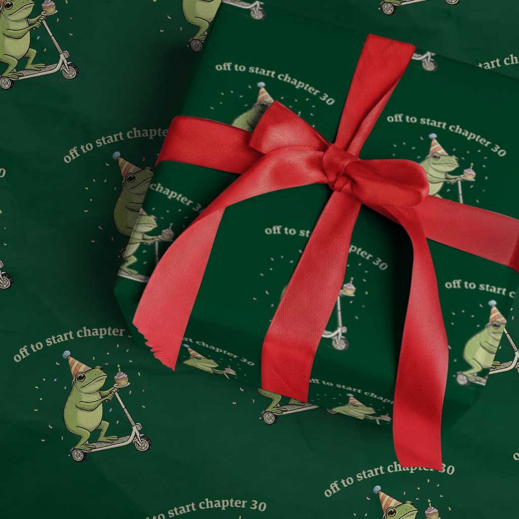 Off To Start Chapter 30 Wrapping Paper Roll Funny Frog Scooter 30th Birthday Gift