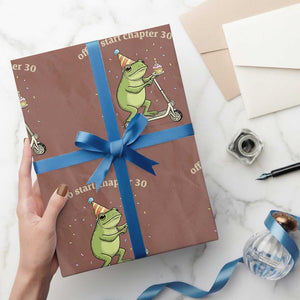 Off To Start Chapter 30 Wrapping Paper Roll Funny Frog Scooter 30th Birthday Gift