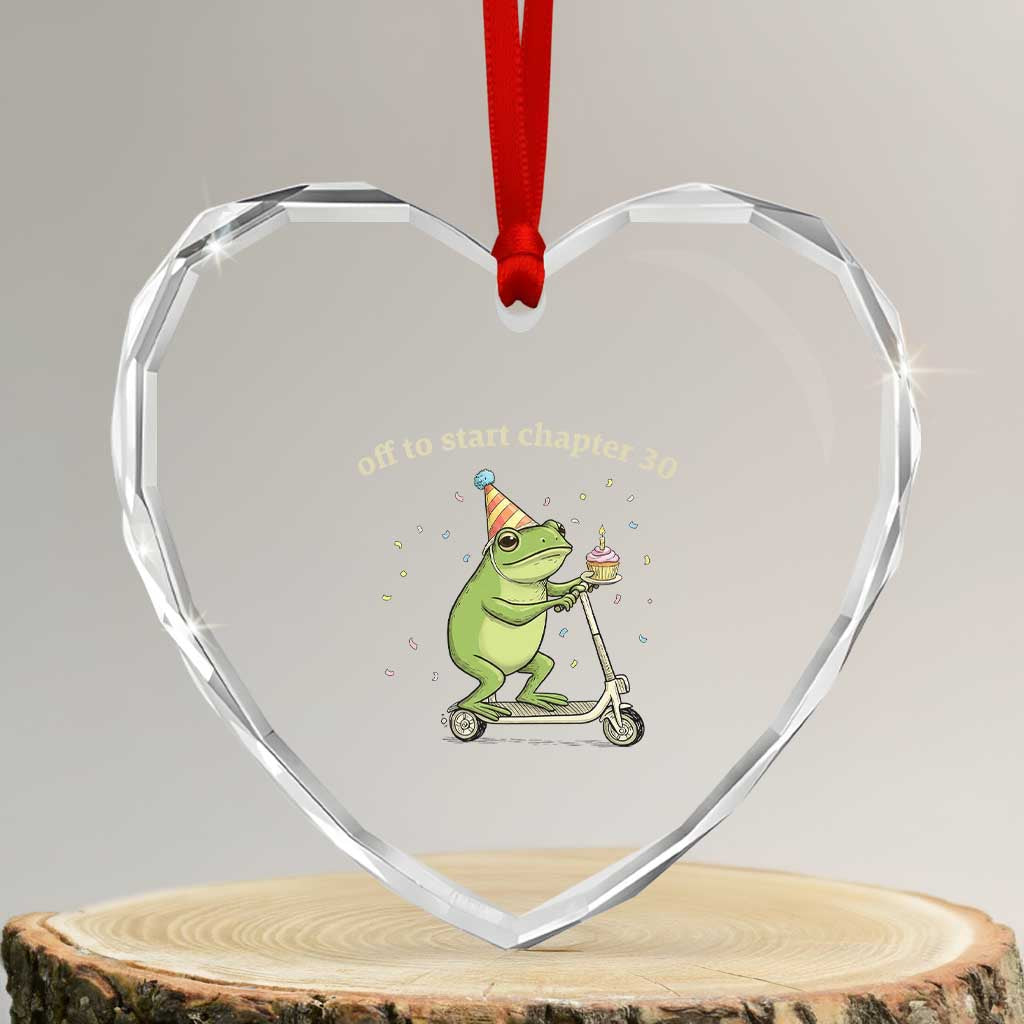Off To Start Chapter 30 Heart Crystal Glass Ornament Funny Frog Scooter 30th Birthday Gift