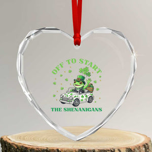 Off To Start The Shenanigans Heart Crystal Glass Ornament St Patricks Day Frog TS12 Transparent Glass 3'' Heart Print Your Wear