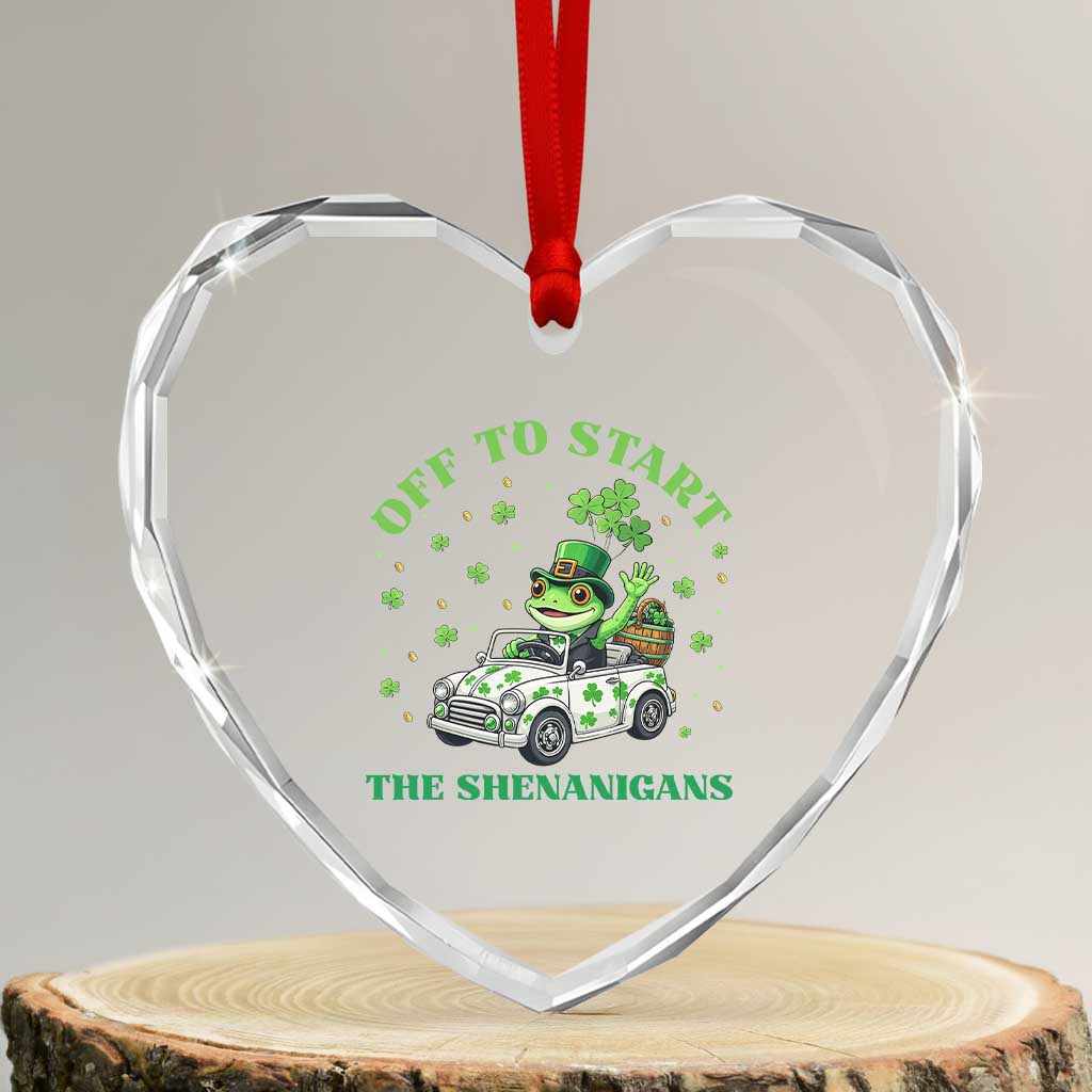 Off To Start The Shenanigans Heart Crystal Glass Ornament St Patricks Day Frog TS12 Transparent Glass 3'' Heart Print Your Wear