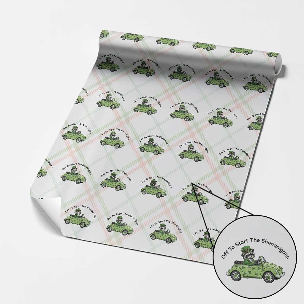 Off To Start The Shenanigans Wrapping Paper Roll Funny Irish Raccoon TS12 Christmas Plaid Print Your Wear