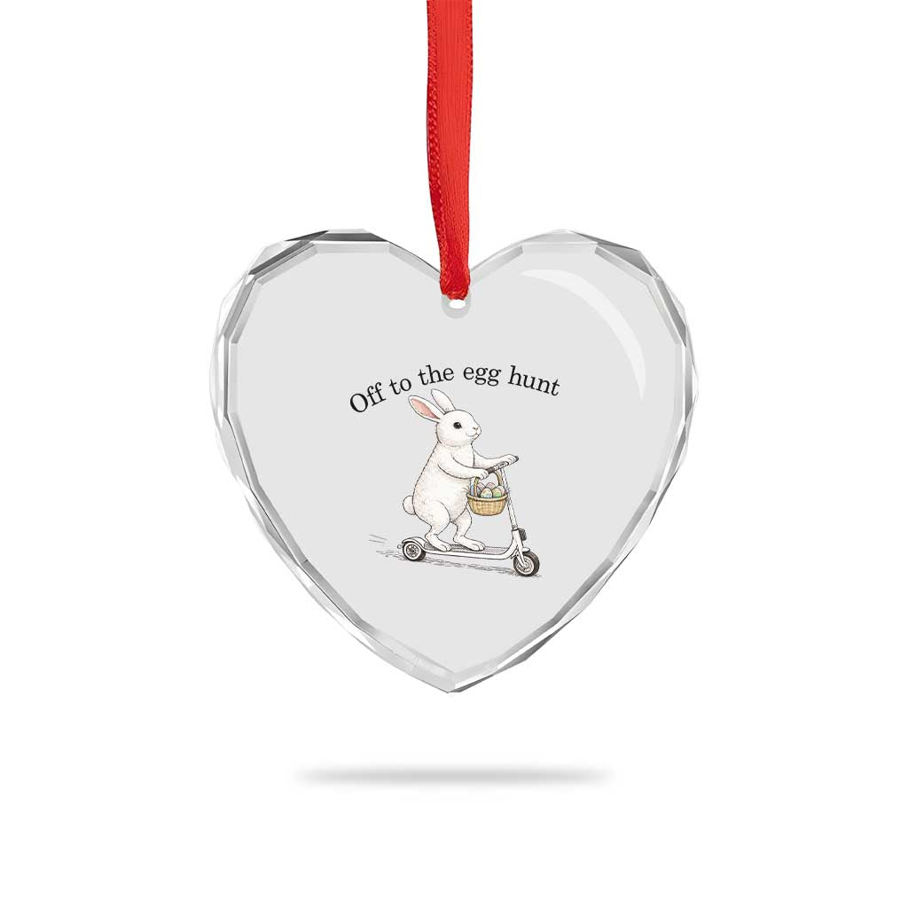 Off To The Egg Hunt Heart Crystal Glass Ornament Funny Easter Bunny TS14 Print Your Wear