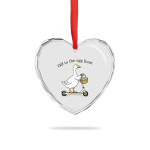 Off To The Egg Hunt Heart Crystal Glass Ornament Funny Easter Goose TS14 Print Your Wear