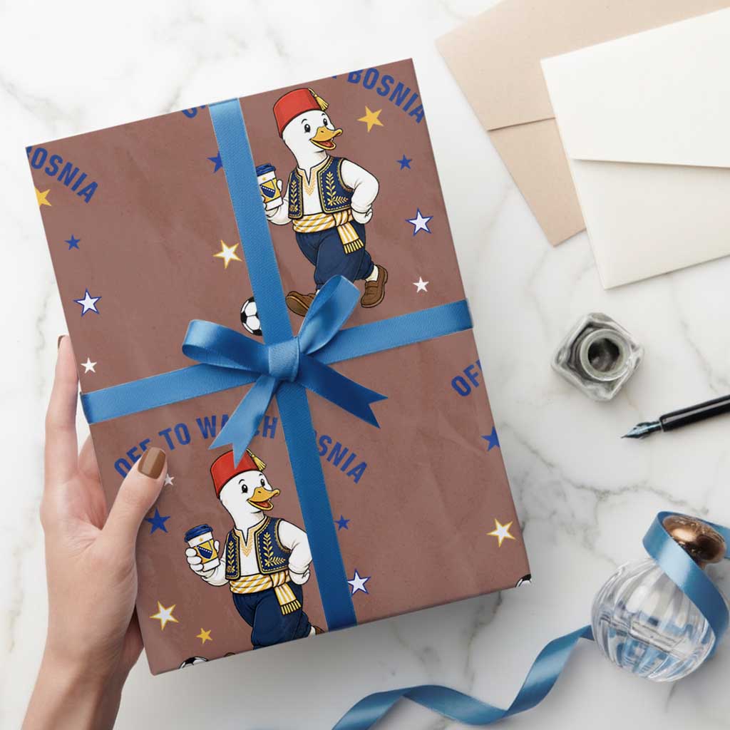 Off To Watch Bosnia Wrapping Paper Roll Funny Goose Fudbal Fan Gift