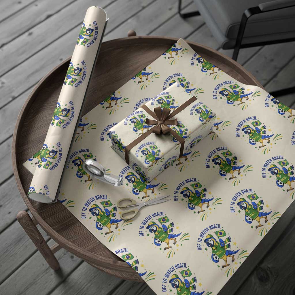 Off To Watch Brazil Wrapping Paper Roll Funny Tropical Bird Soccer Fan