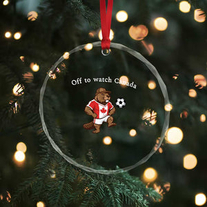 Off to Watch Canada Crystal Glass Ornament Patriotic Canadian Beaver Football Soccer Fan Gift