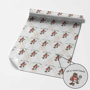 Off to Watch Canada Wrapping Paper Roll Patriotic Canadian Beaver Football Fan Gift