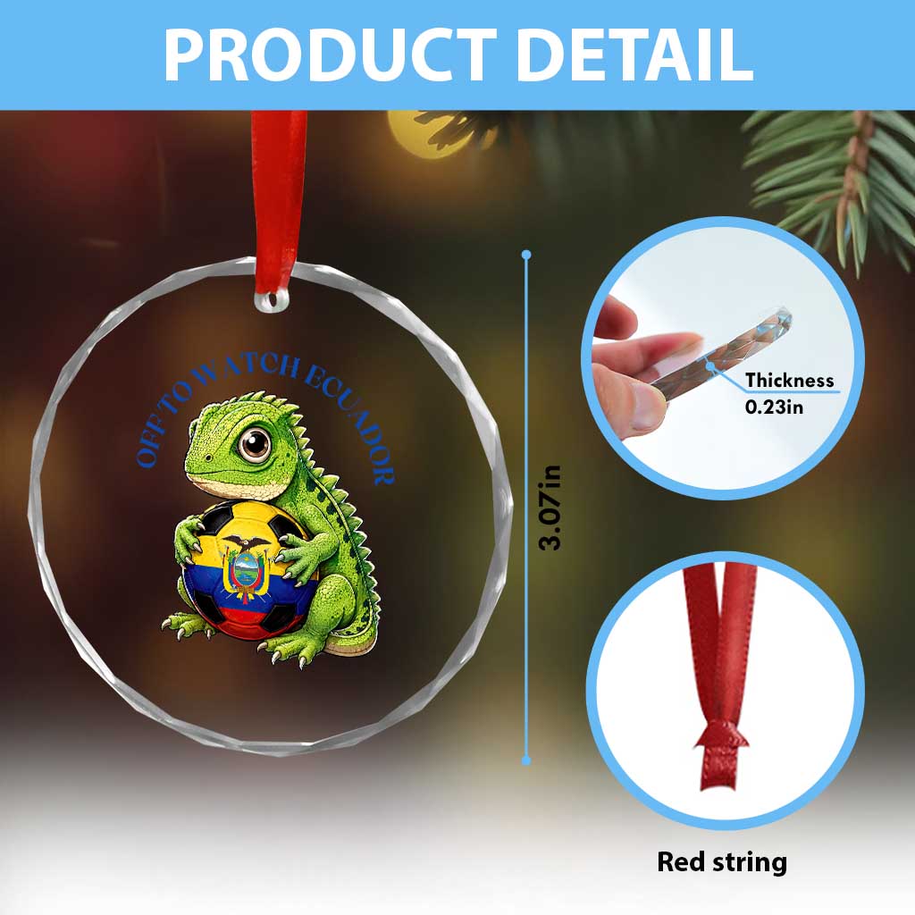 Off To Watch Ecuador Crystal Glass Ornament Funny Ecuador Iguana Soccer Fan Gift