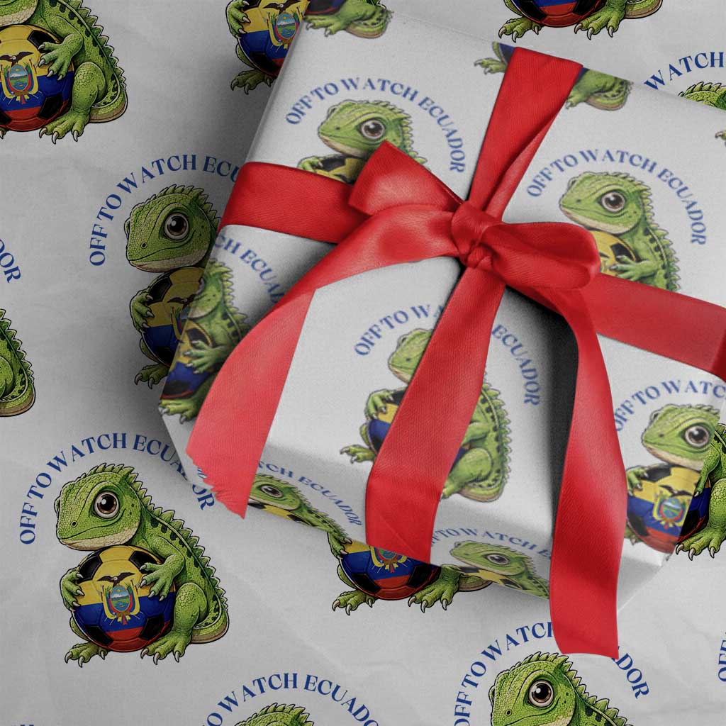Off To Watch Ecuador Wrapping Paper Roll Funny Ecuador Iguana Soccer Fan Gift TS12 White Print Your Wear