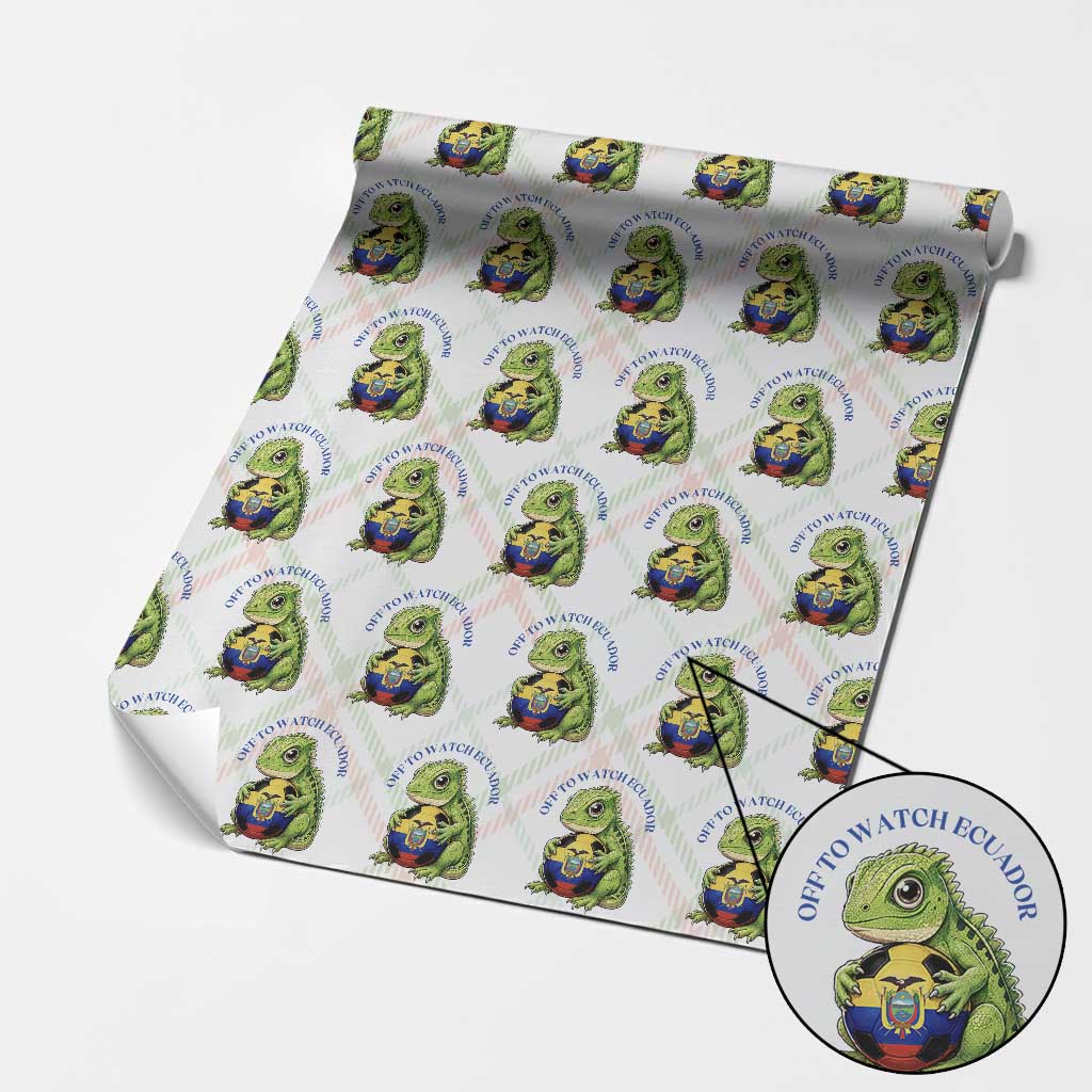 Off To Watch Ecuador Wrapping Paper Roll Funny Ecuador Iguana Soccer Fan Gift