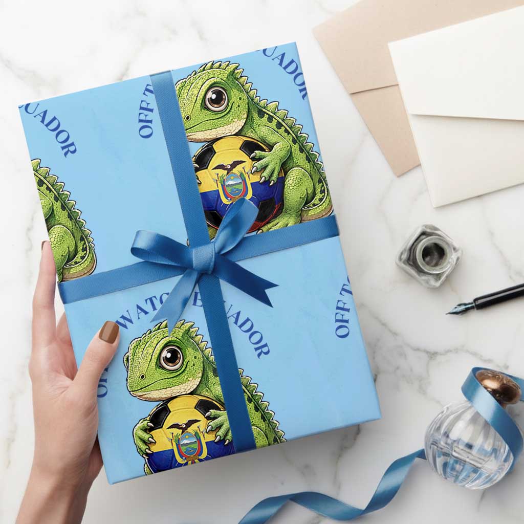 Off To Watch Ecuador Wrapping Paper Roll Funny Ecuador Iguana Soccer Fan Gift