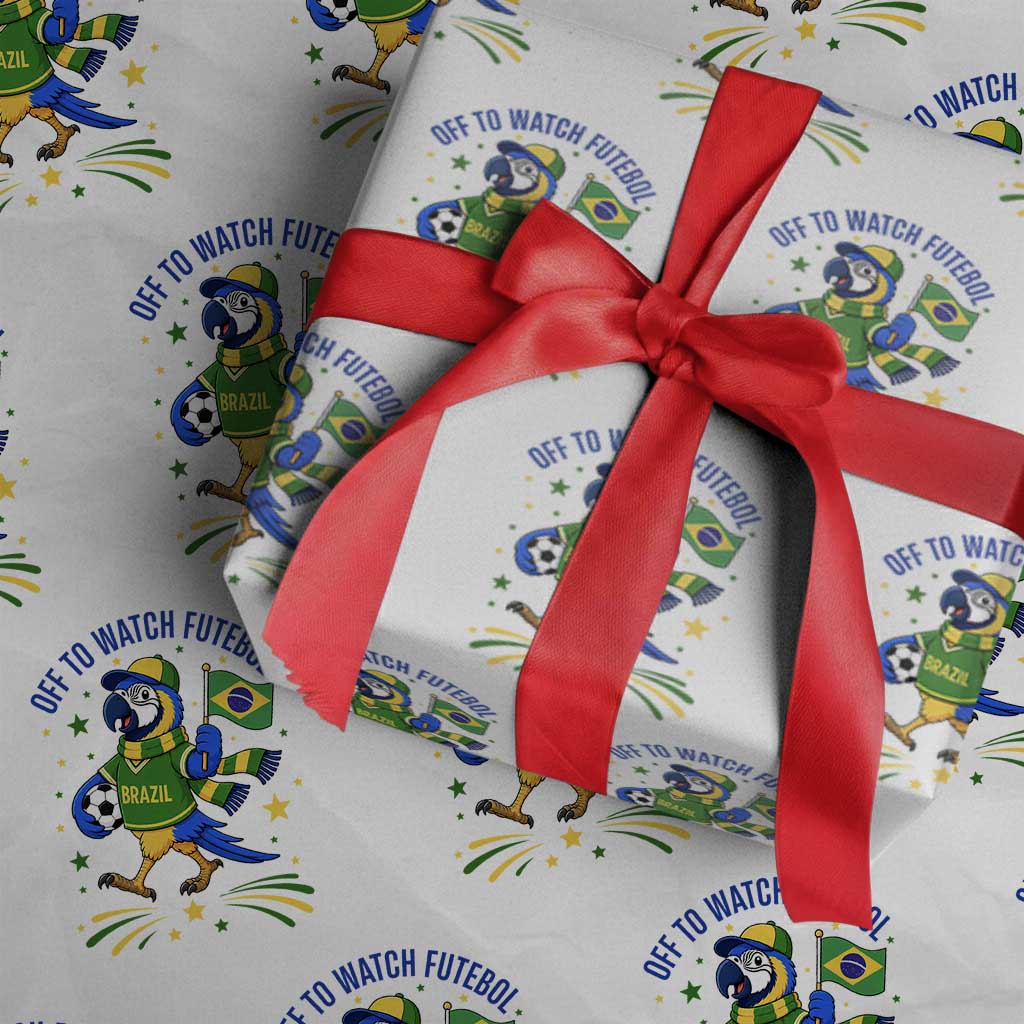 Off To Watch Futebol Wrapping Paper Roll Funny Brazil Macaw Soccer Fan