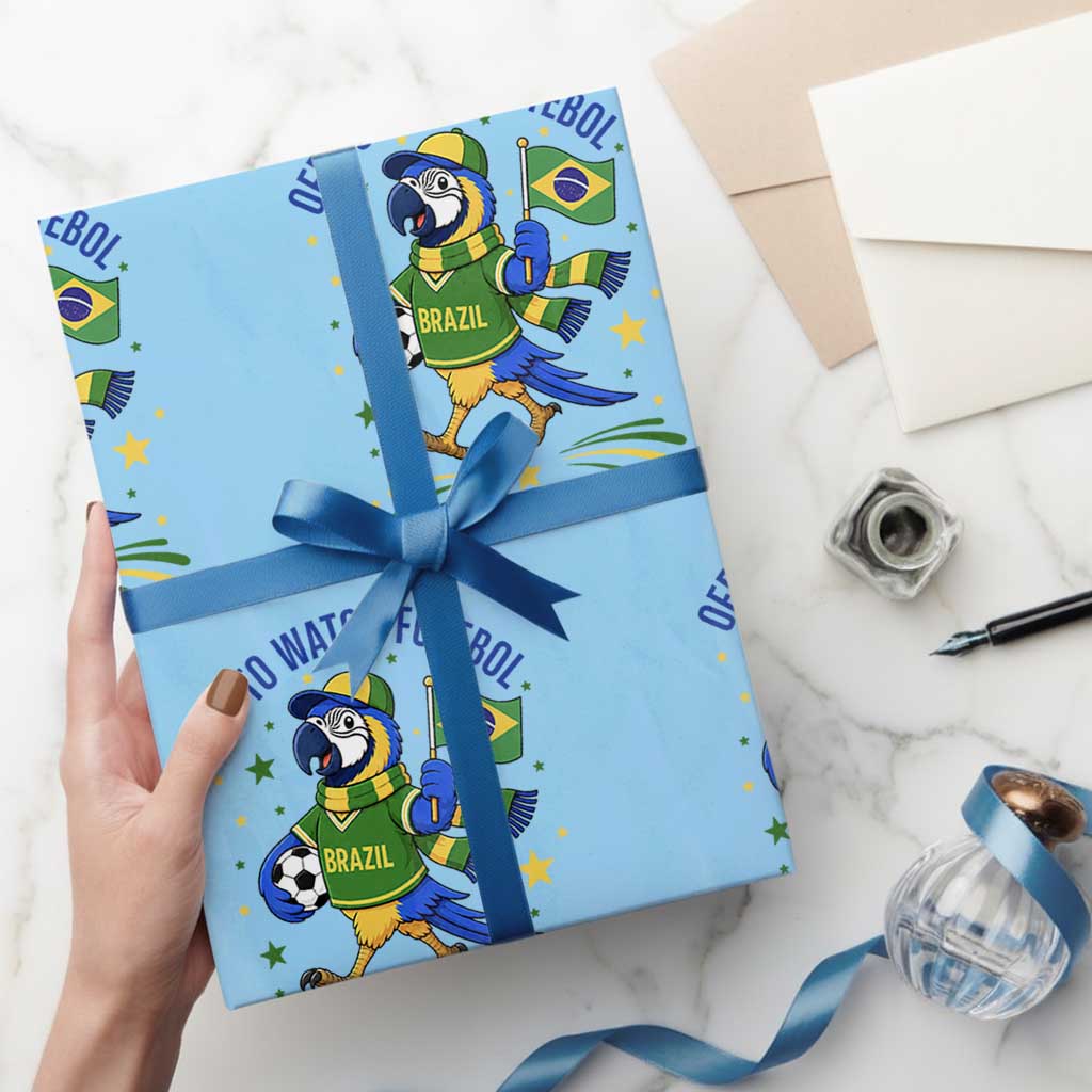 Off To Watch Futebol Wrapping Paper Roll Funny Brazil Macaw Soccer Fan