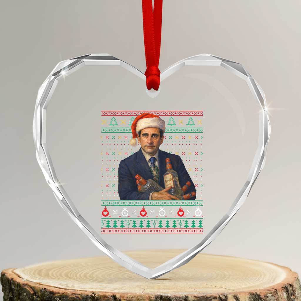 Office Christmas Movie Heart Crystal Glass Ornament Funny Retro 90s Movie Ugly Xmas TS10 Transparent Glass 3'' Heart Print Your Wear