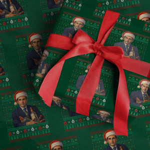 Office Christmas Movie Wrapping Paper Roll Funny Retro 90s Movie Ugly Xmas TS10 Green Print Your Wear