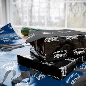 Officially Retired 2025 Wrapping Paper Roll Vintage Retirement TS10 Black Print Your Wear