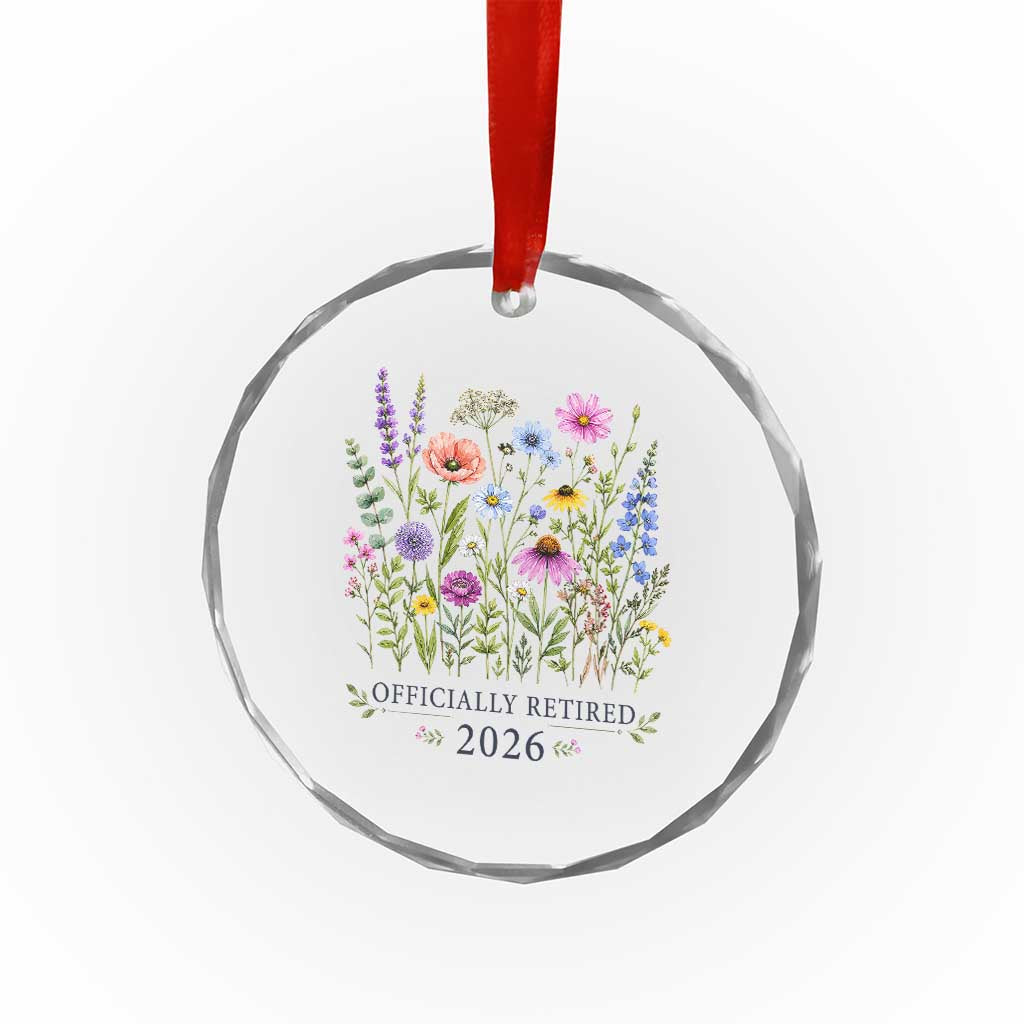 Officially Retired 2026 Wildflowers Botanical Floral Graphic Crystal Glass Ornament