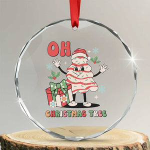 Oh Christmas Tree Retro Groovy Crystal Glass Ornament TS02 Transparent Glass 3'' Circle Print Your Wear