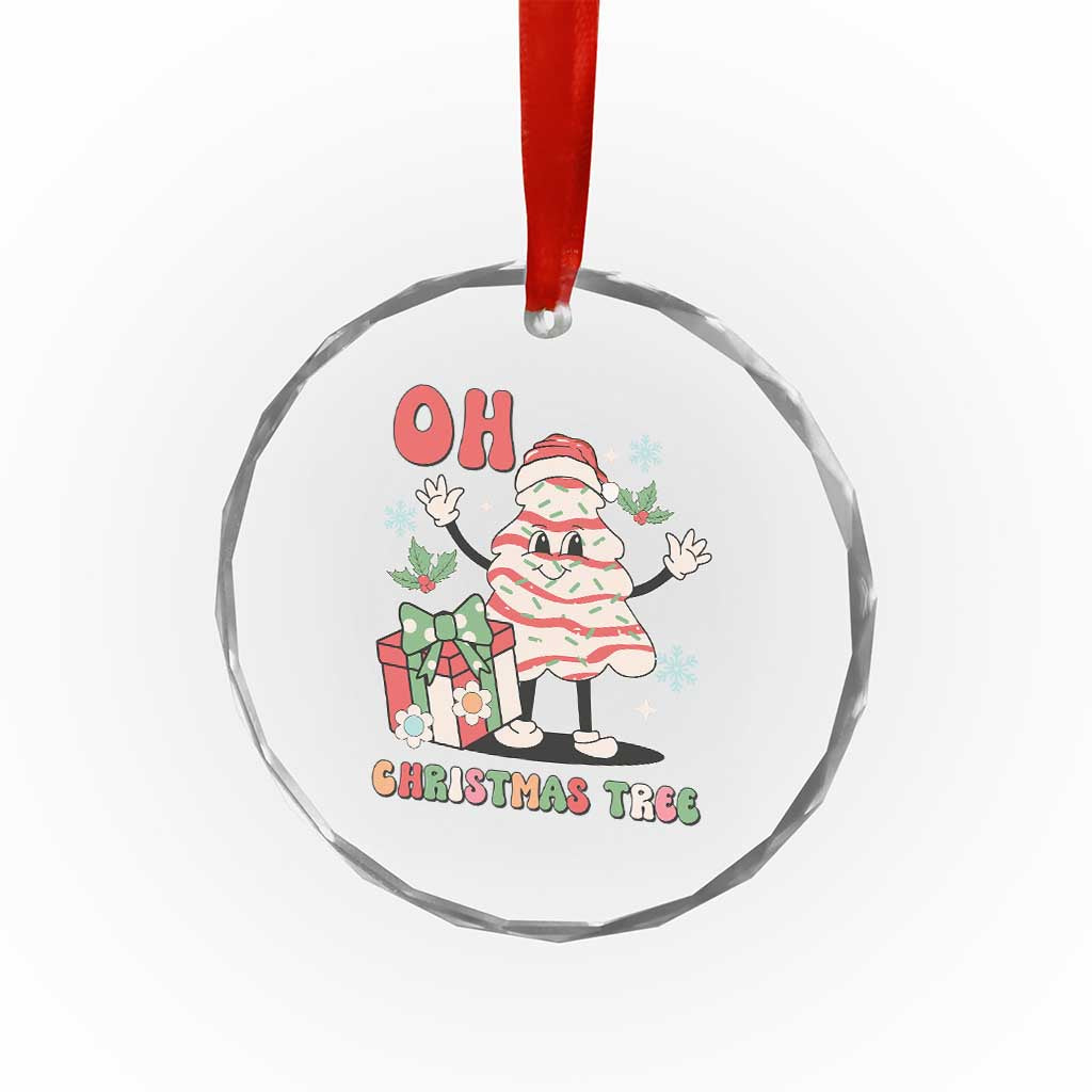 Oh Christmas Tree Retro Groovy Crystal Glass Ornament TS02 Print Your Wear