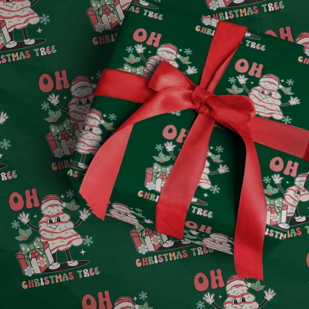 Oh Christmas Tree Retro Groovy Wrapping Paper Roll TS02 Green Print Your Wear