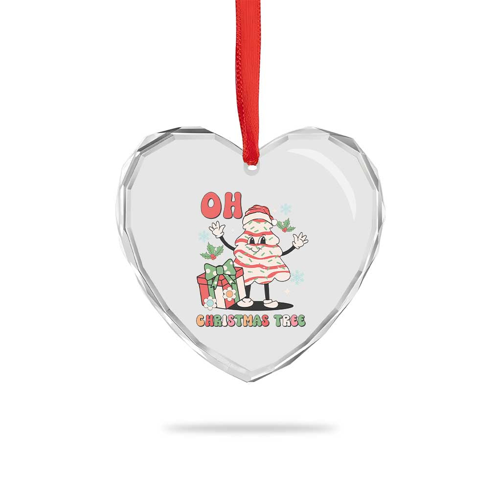 Oh Christmas Tree Retro Groovy Heart Crystal Glass Ornament TS02 Print Your Wear