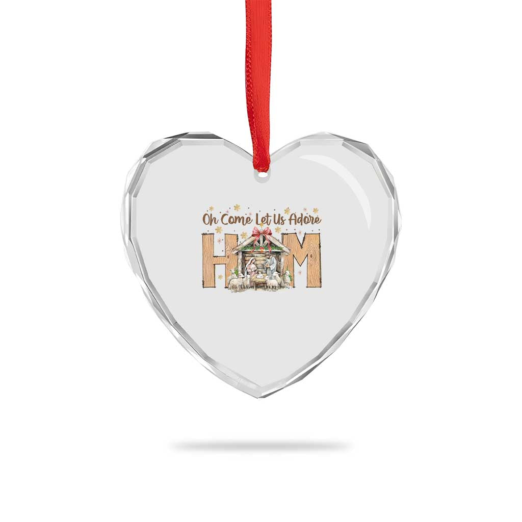 Oh Come Let Us Adore Him Heart Crystal Glass Ornament Christian Christmas Nativity Scene TS11 Print Your Wear