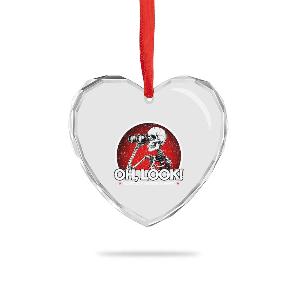 Oh Look Nobody Gives A Shit Heart Crystal Glass Ornament Funny Sarcastic Humor Skeleton TS11 Print Your Wear