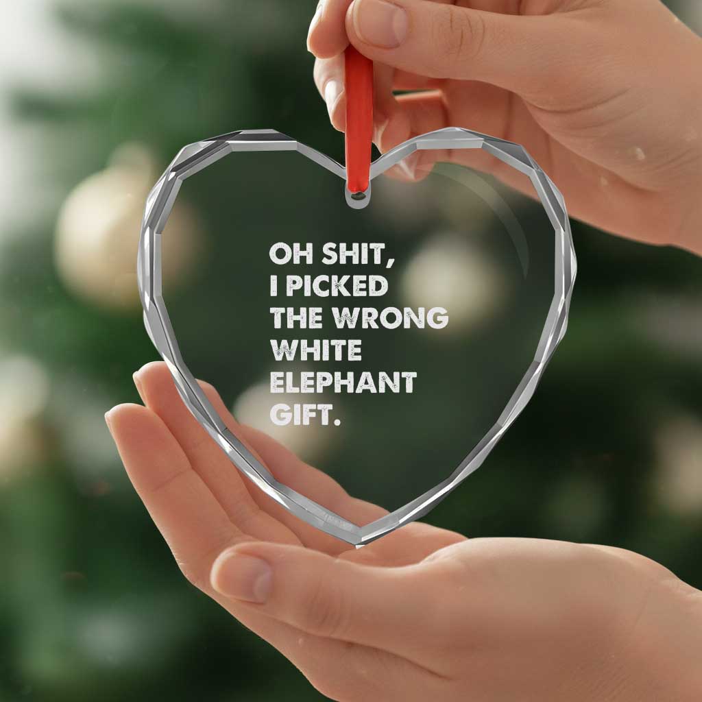 Oh Shit Funny White Elephant Gifts Heart Crystal Glass Ornament TS10 Print Your Wear