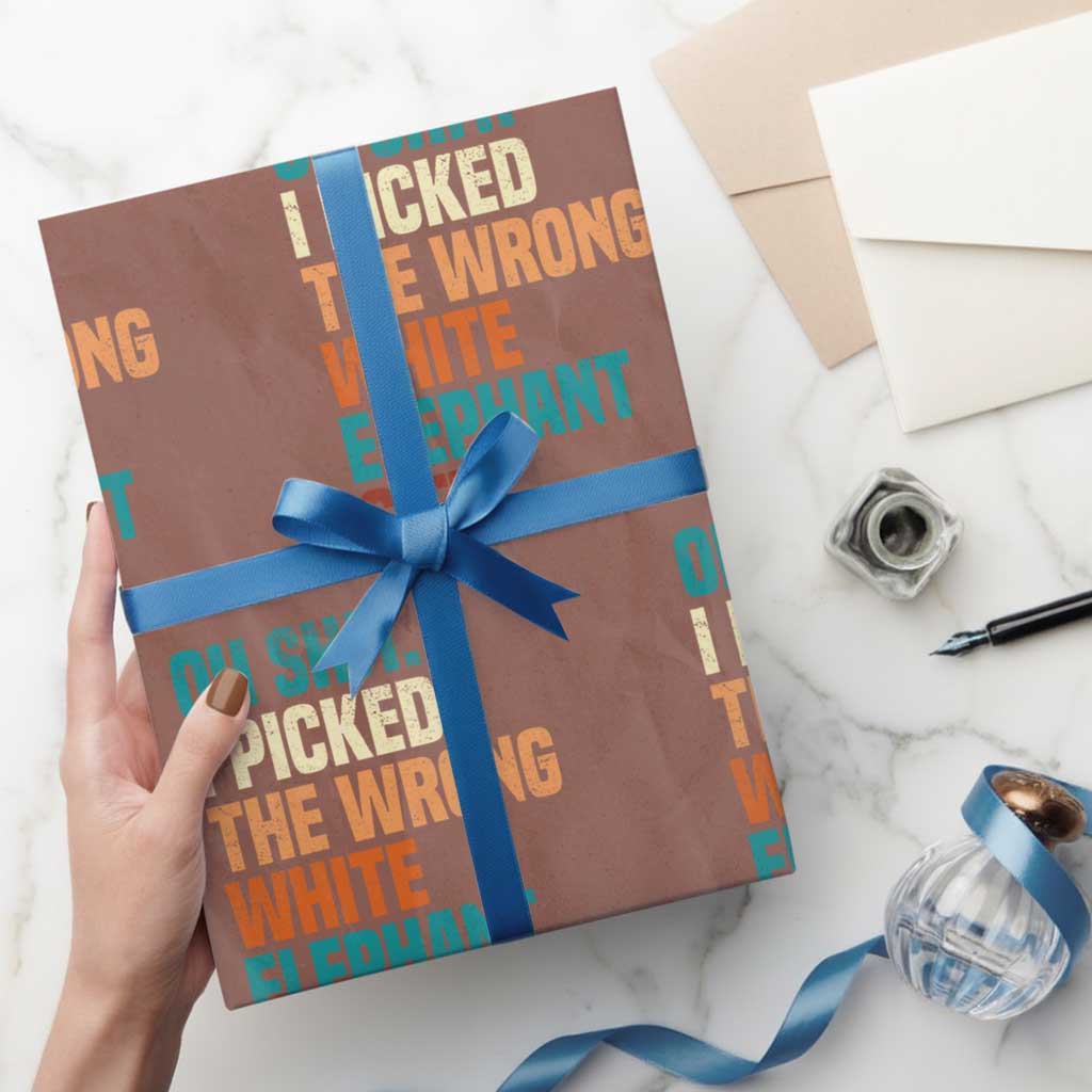 Oh Shit I Picked The Wrong White Elephant Gift Wrapping Paper Roll Funny Retro Christmas Gift Exchange TS11 Mocha Print Your Wear