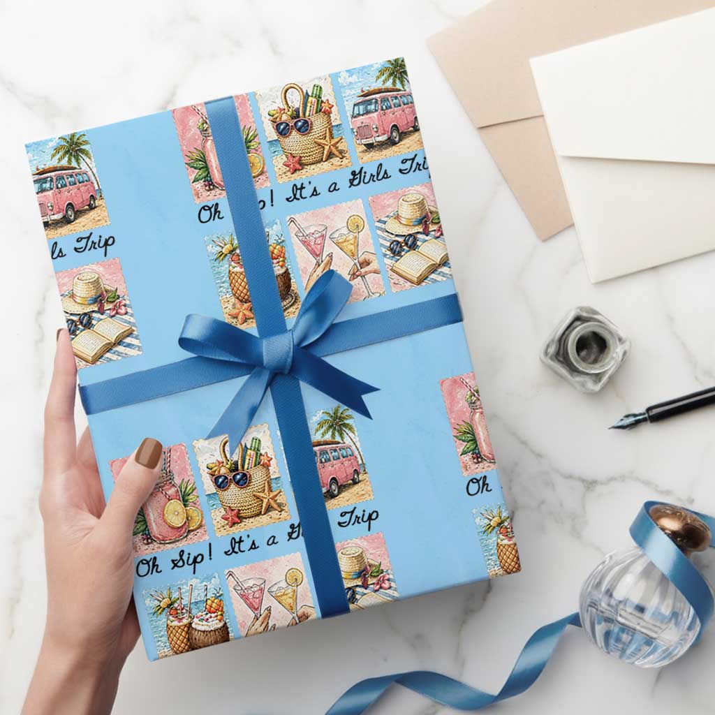 Oh Sip It Is A Girls Trip Wrapping Paper Roll Beach Trip Best Friends Gift