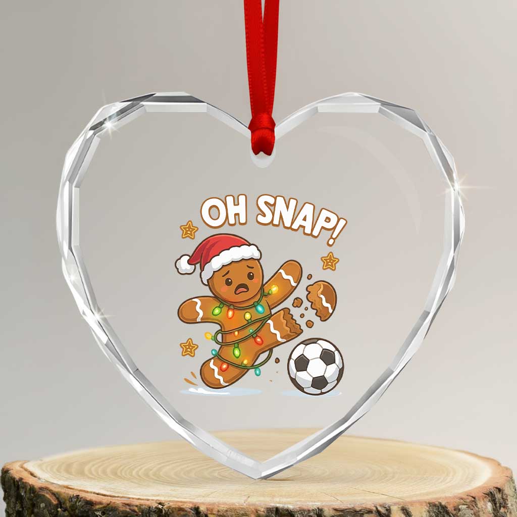Oh Snap Gingerbreadman Christmas Soccer Heart Crystal Glass Ornament TS10 Transparent Glass 3'' Heart Print Your Wear