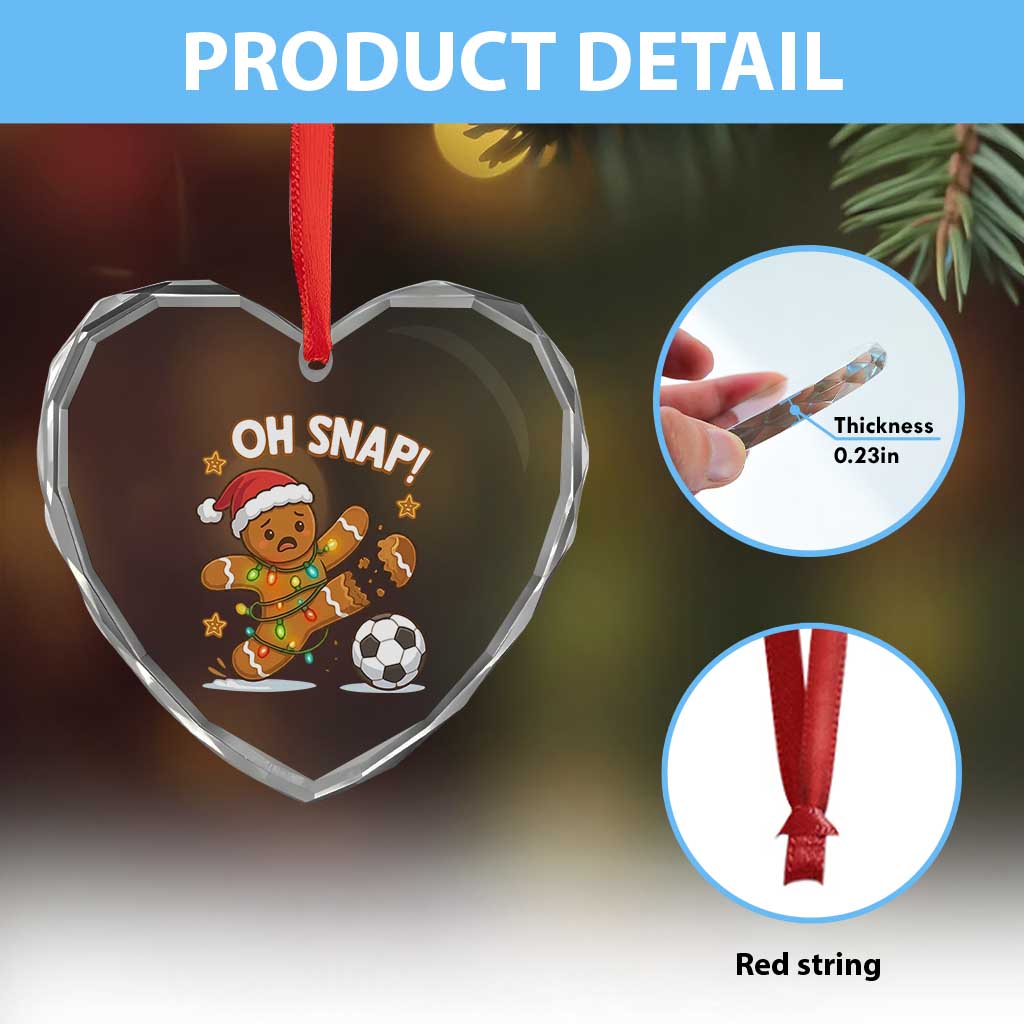 Oh Snap Gingerbreadman Christmas Soccer Heart Crystal Glass Ornament TS10 Print Your Wear