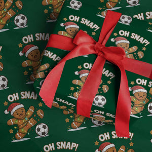 Oh Snap Gingerbreadman Christmas Soccer Wrapping Paper Roll TS10 Green Print Your Wear