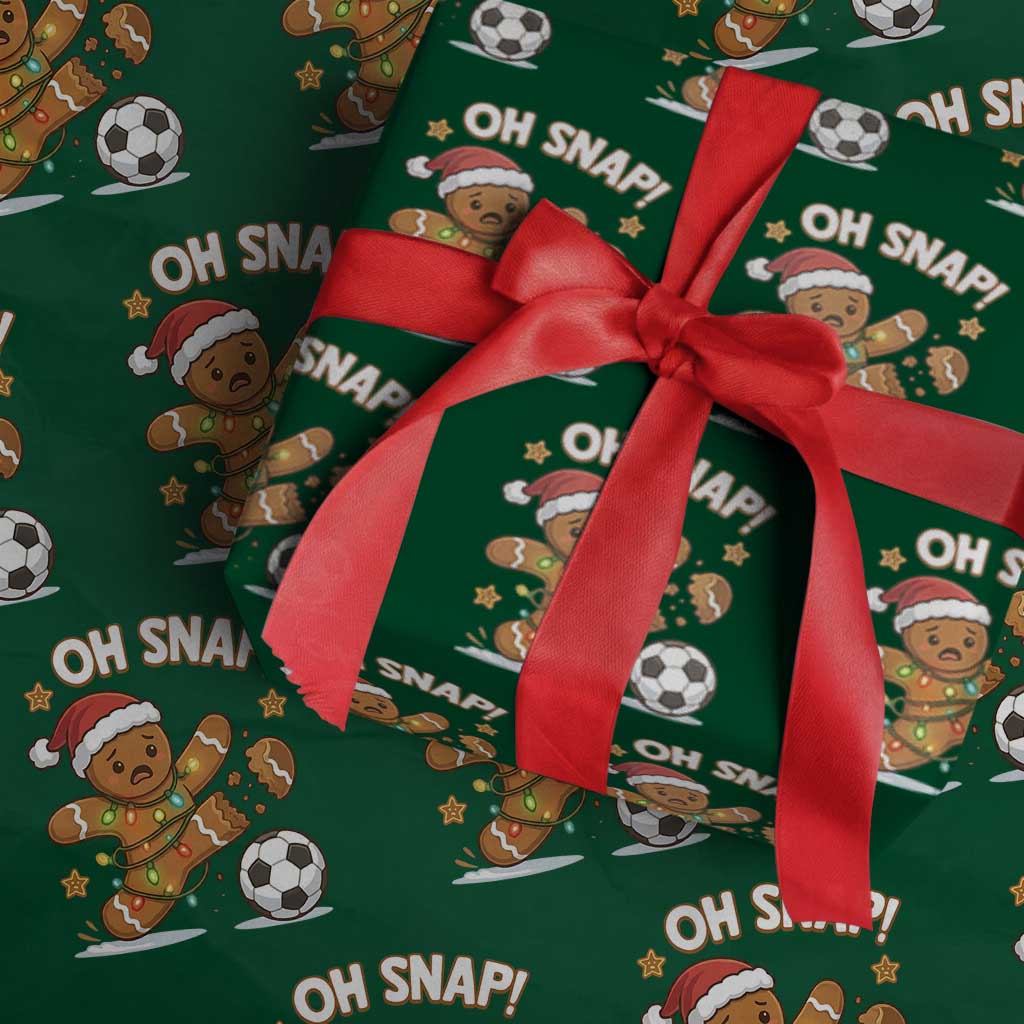Oh Snap Gingerbreadman Christmas Soccer Wrapping Paper Roll TS10 Green Print Your Wear