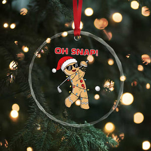 Oh Snap Gingerbreadman Golfer Crystal Glass Ornament Funny Golf Christmas Golfing Pajamas TS10 Print Your Wear