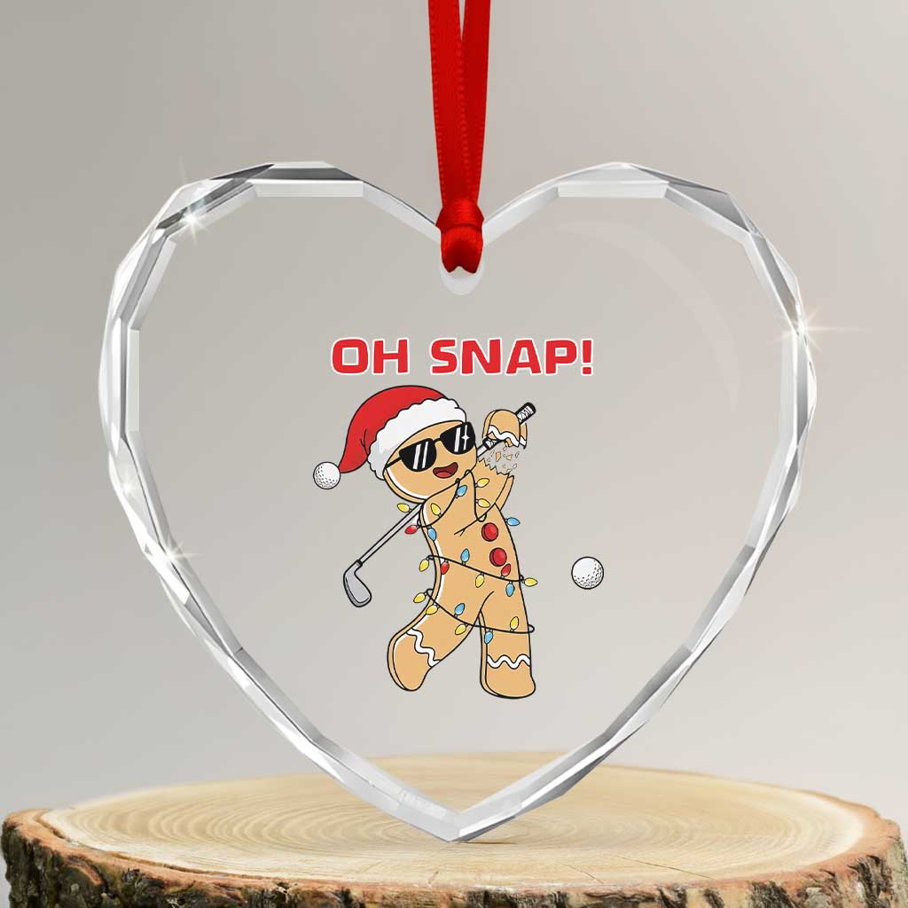 Oh Snap Gingerbreadman Golfer Heart Crystal Glass Ornament Funny Golf Christmas Golfing Pajamas TS10 Transparent Glass 3'' Heart Print Your Wear