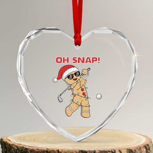 Oh Snap Gingerbreadman Golfer Heart Crystal Glass Ornament Funny Golf Christmas Golfing Pajamas TS10 Transparent Glass 3'' Heart Print Your Wear