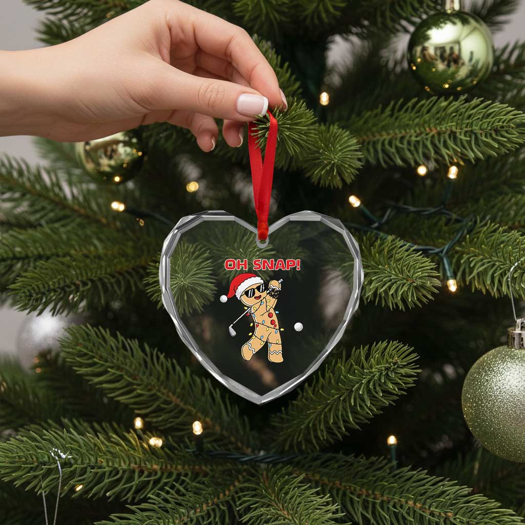 Oh Snap Gingerbreadman Golfer Heart Crystal Glass Ornament Funny Golf Christmas Golfing Pajamas TS10 Print Your Wear