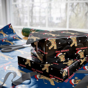 Oh Snap Gingerbreadman Golfer Wrapping Paper Roll Funny Golf Christmas Golfing Pajamas TS10 Black Print Your Wear